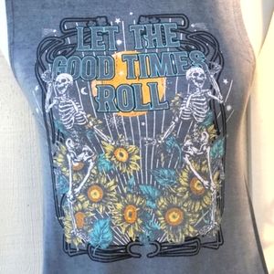 HomeGirl Society Dancing Skeletons Sleeveless Top Tank XS